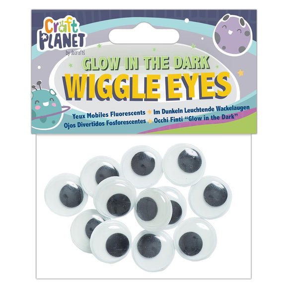 Craft Planet Wiggle Eyes Round - Glow In The Dark 12pcs