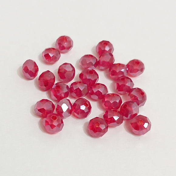 Value Beads - 6 x 4mm Glass Rondelles - Red Luster