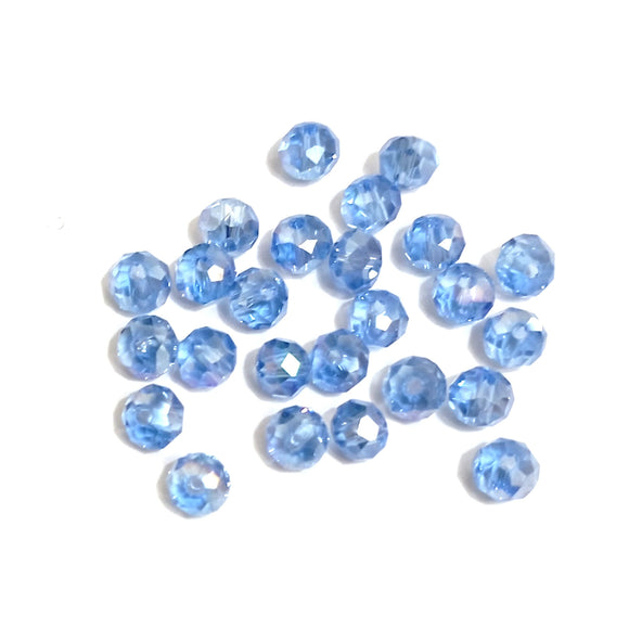 Value Beads - 6 x 4mm Glass Rondelles - Light Blue AB