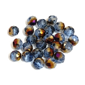 Value Beads - 6 x 4mm Glass Rondelles - Electroplate Purple/Gold