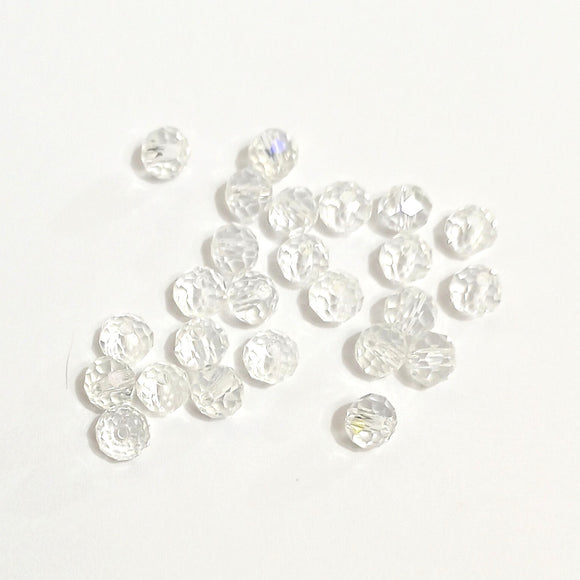 Value Beads - 6 x 4mm Glass Rondelles - Clear AB