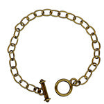 Large Link Charm Bracelet w/toggle Antique Gold (7.5")