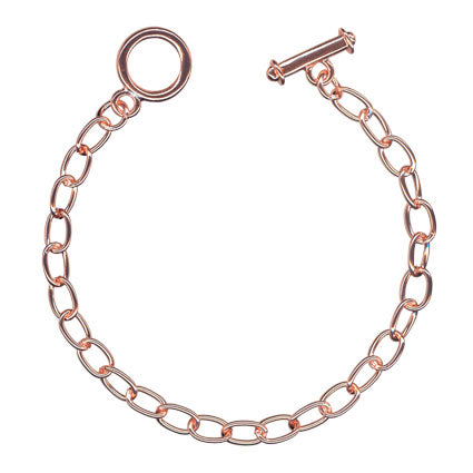 Large Link Charm Bracelet w/toggle Rose Gold Plated (7")