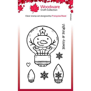 Woodware Clear Singles Snowman Light Bulb 3 in x 4 in Stamp