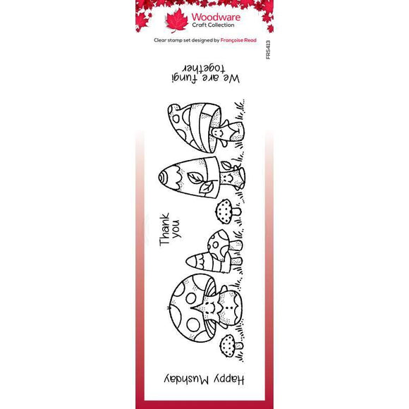 Woodware Clear Singles Mushy Friends 8 in x 2.6 in Stamp