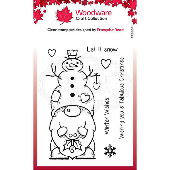 Woodware Clear Singles Snow Gnome 4 in x 6 in Stamp