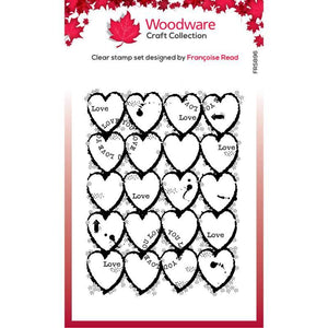 Woodware Clear Singles Heart Background 4 in x 6 in Stamp