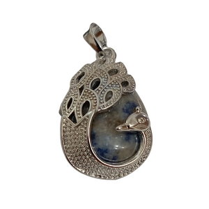 Blue Spot Jasper Peacock Pendant