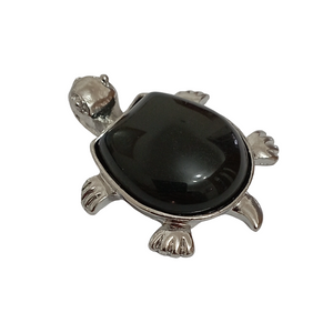 Natural Obsidian Tortoise Pendant