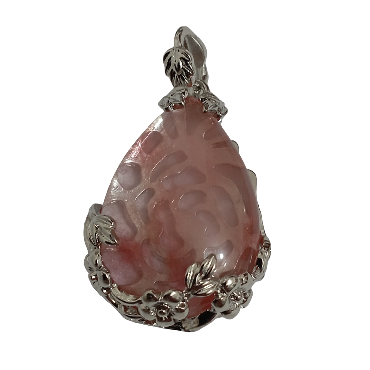 Watermelon Stone Floral Pendant