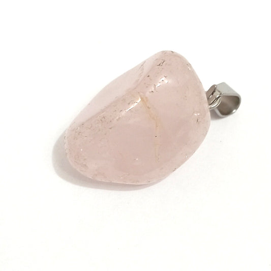 Rose Quartz Pendant with Stainless Steel Bail