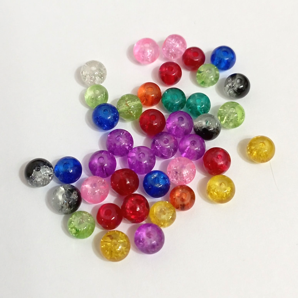 Value Beads - 4mm Glass Crackle- Mixed