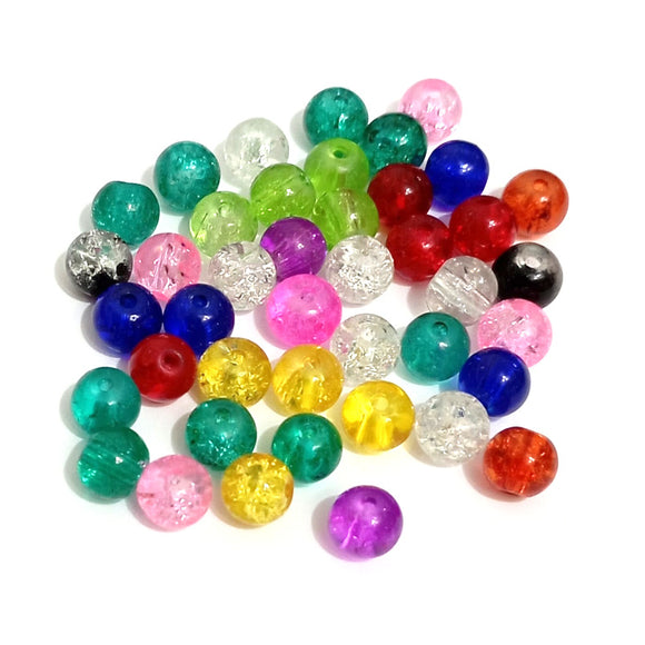 Value Beads - 6mm Glass Crackle- Mixed