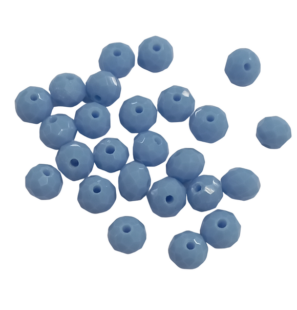 Value Beads - 6 x 4mm Glass Rondelles - Light Blue