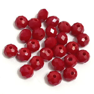 Value Beads - 6 x 4mm Glass Rondelles - Dark Red