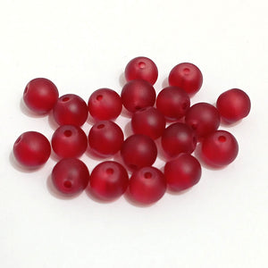 Value Beads - 8mm Glass Frosted- Dark Red