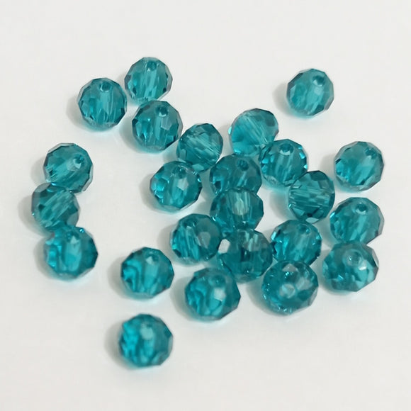 Value Beads - 6 x 4mm Glass Rondelles - Dark Cyan