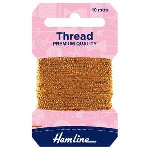 Hemline Glitter Thread - Dark Gold 10m