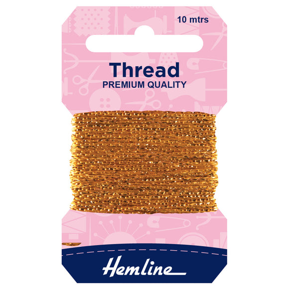 Hemline Glitter Thread - Dark Gold 10m