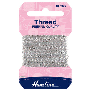 Hemline Glitter Thread - Silver 10m