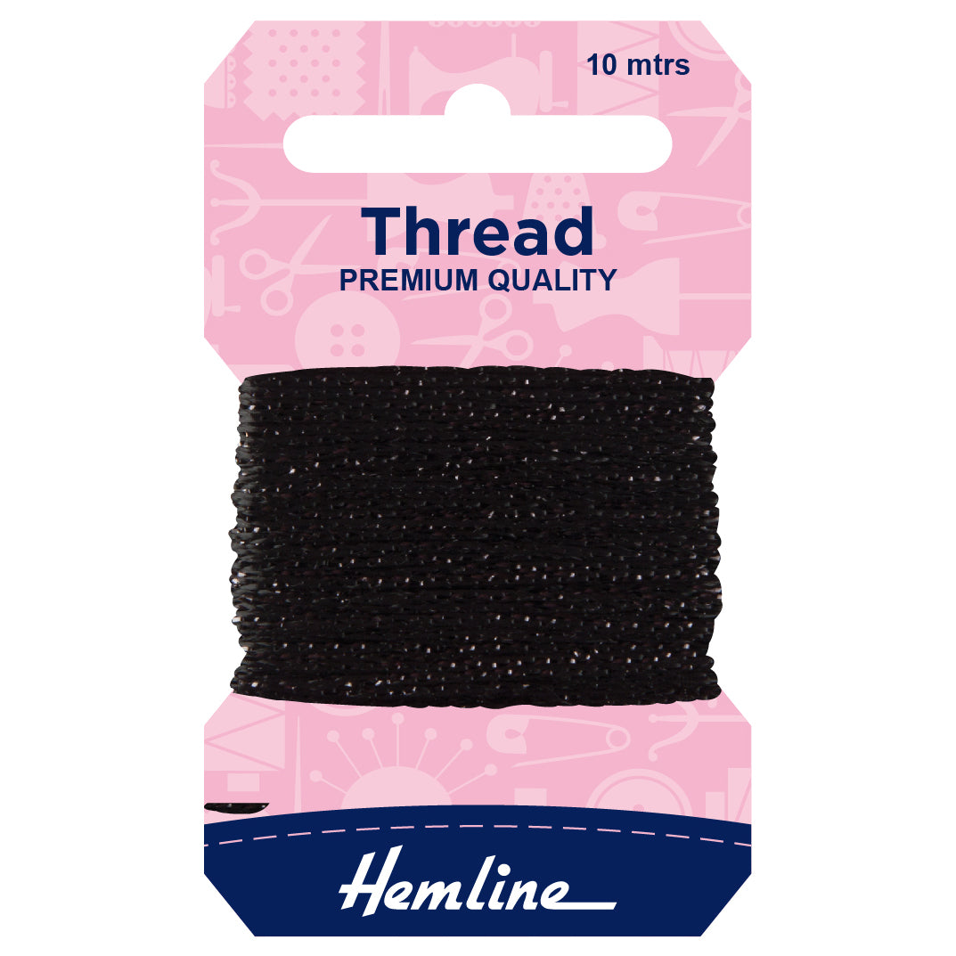 Hemline Glitter Thread - Black 10m