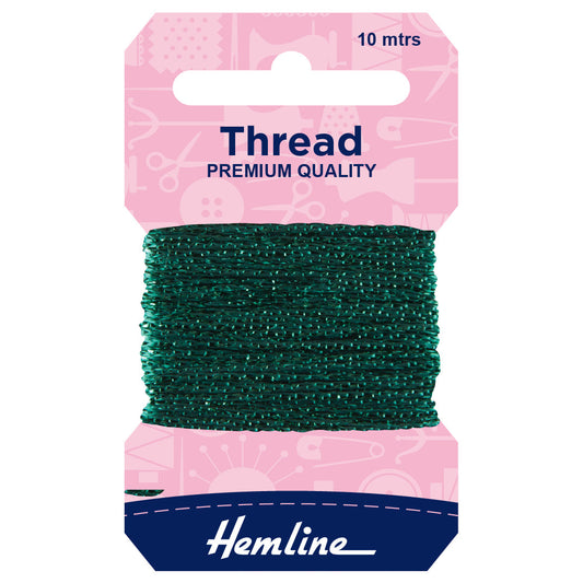 Hemline Glitter Thread - Bottle Green 10m
