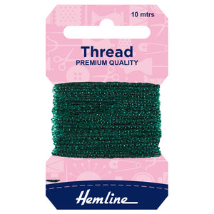 Hemline Glitter Thread - Bottle Green 10m