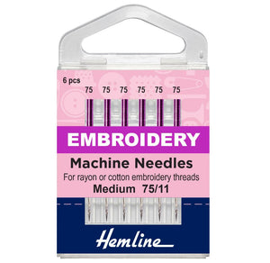 Hemline Embroidery Machine Needles (6 Pieces)