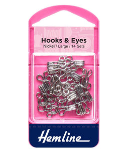 Hemline Hooks and Eyes Nickel (Size 3)