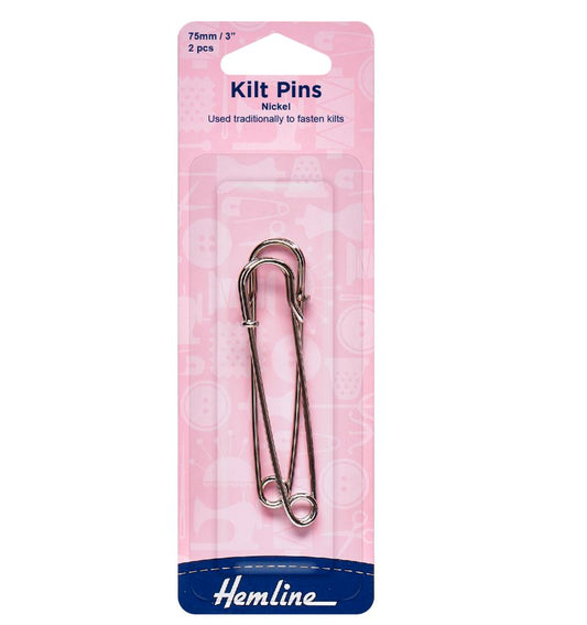 Hemline Kilt Pins 75mm Nickel (2 Pieces)