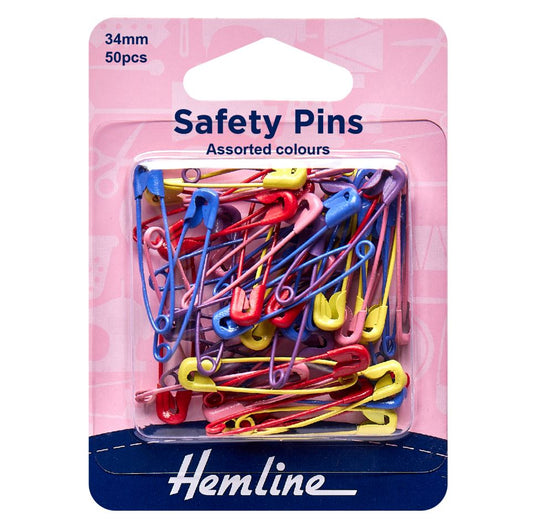 Hemline Safety Pins 34mm (50 Pieces)