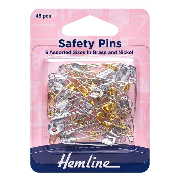 Hemline Safety Pins Assorted Value Pack (48 Pieces)