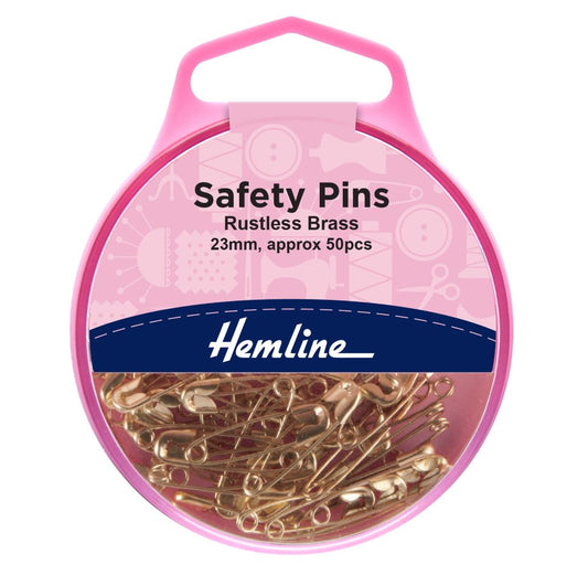Hemline Safety Pins Brass 23mm (50 Pieces)