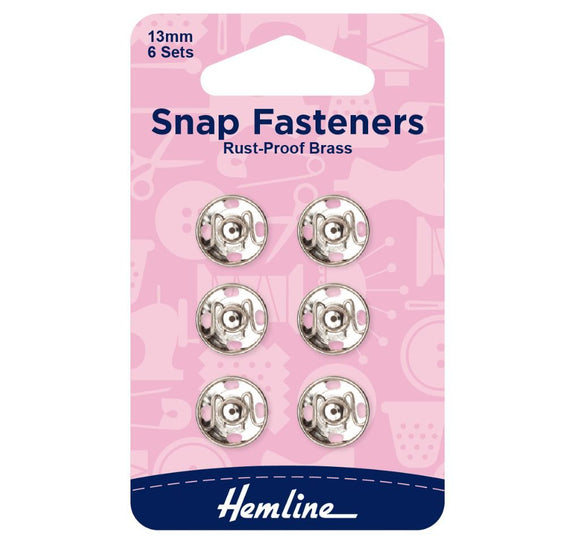 Hemline Snap Fasteners Sew-on Nickel Assorted (Pack of 60)