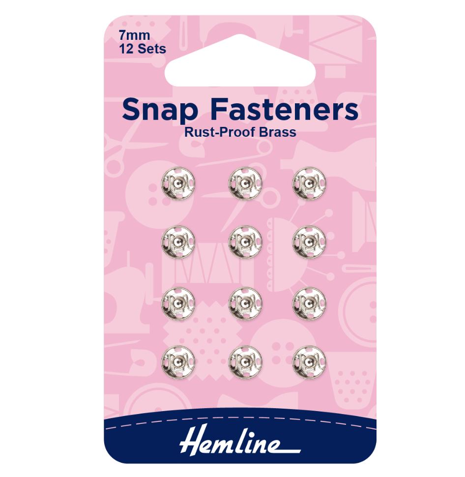 Hemline Snap Fasteners 7mm (Pack of 12)