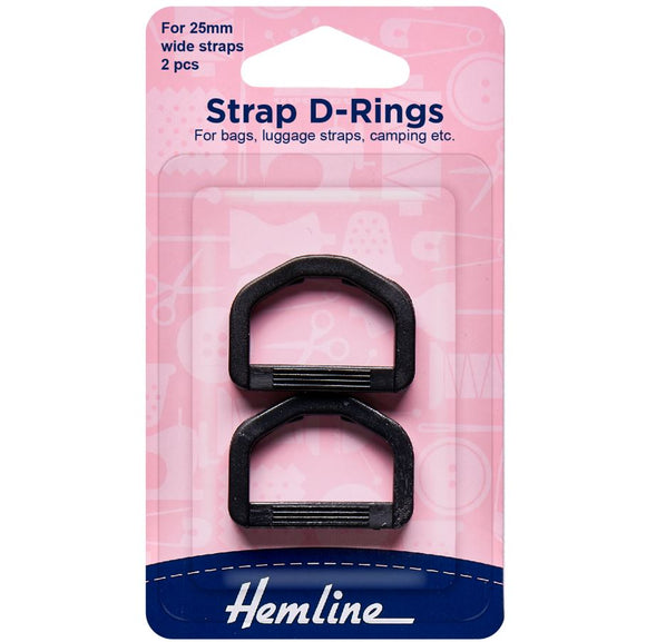 Hemline Strap D Rings 25mm (2 Pack)