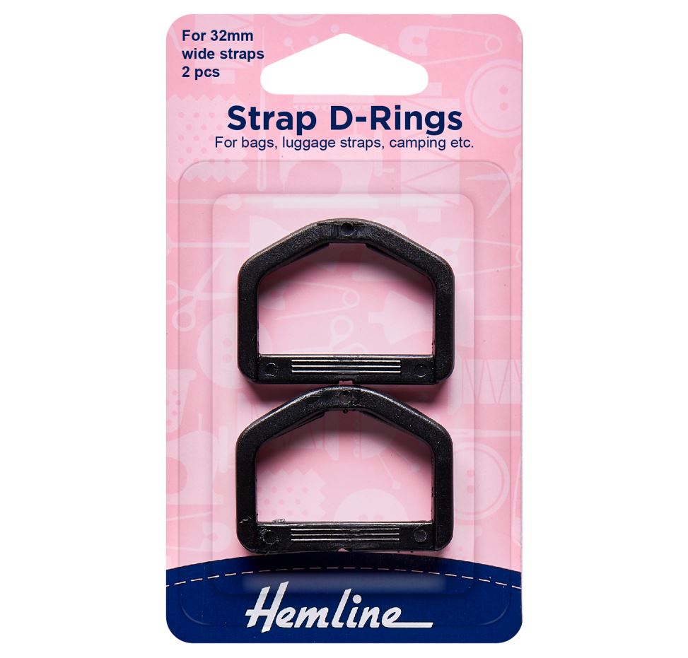 Hemline Strap D Rings 32mm Wide (2 Pack)