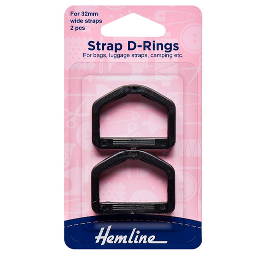 Hemline Strap D Rings 32mm Wide (2 Pack)