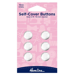 Hemline Self Cover Buttons 15mm 6 Sets