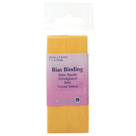 PolyCotton Bias Binding 25mm 2.5m - Lemon