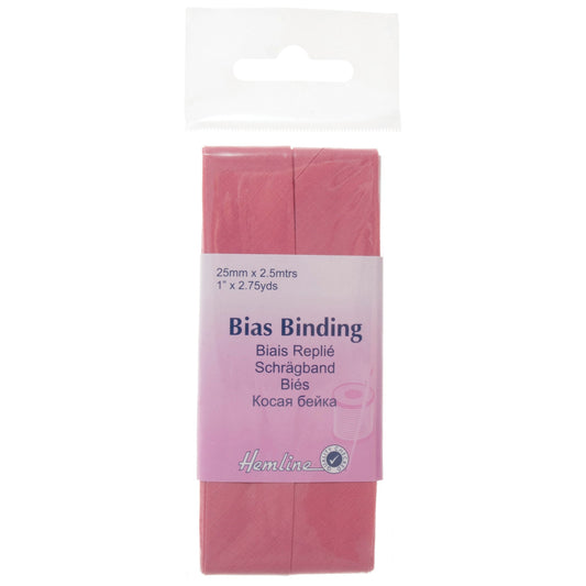 PolyCotton Bias Binding 25mm 2.5m - Dark Pink