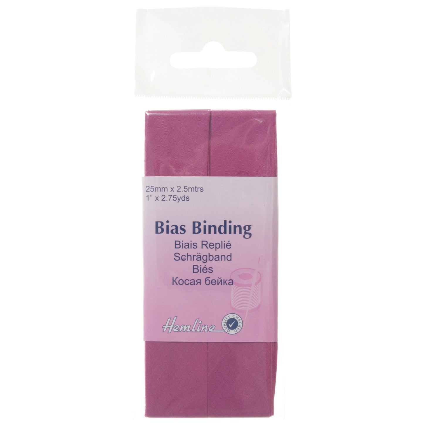 PolyCotton Bias Binding 25mm 2.5m - Cerise