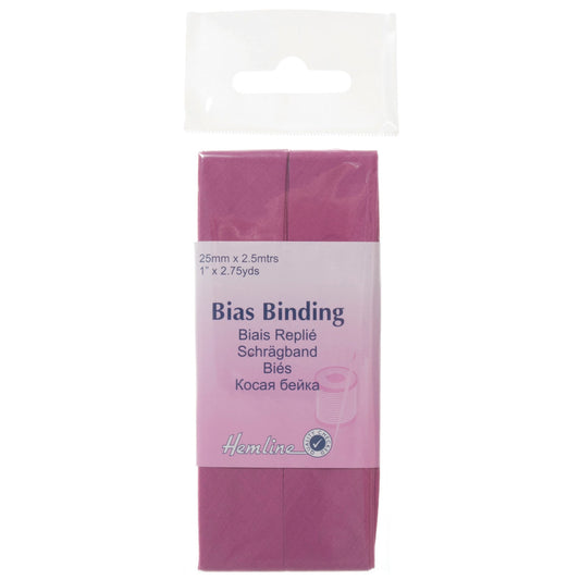 PolyCotton Bias Binding 25mm 2.5m - Cerise