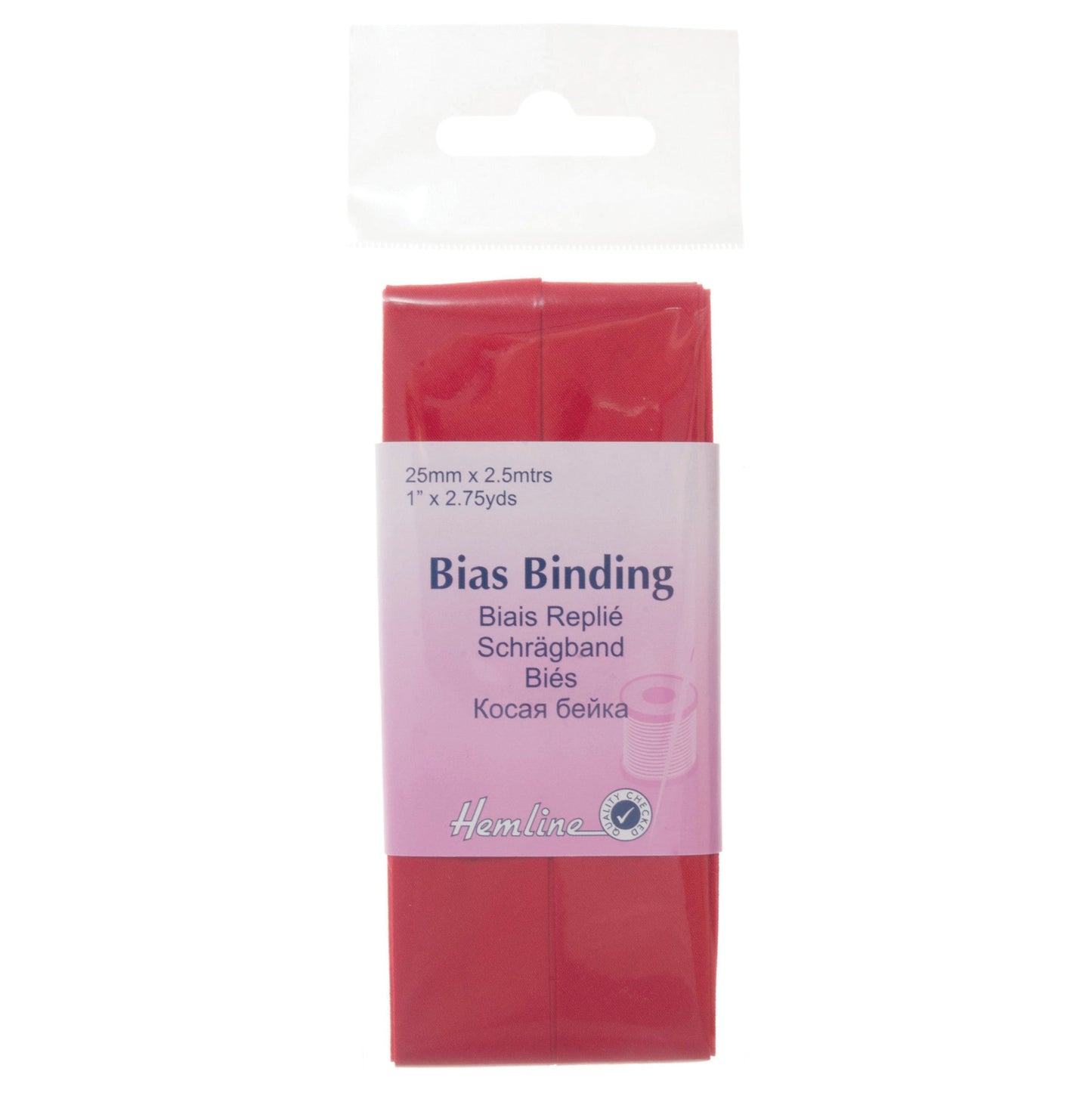 PolyCotton Bias Binding 25mm 2.5m - Red