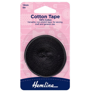 Cotton Tape 5m x 12mm Black