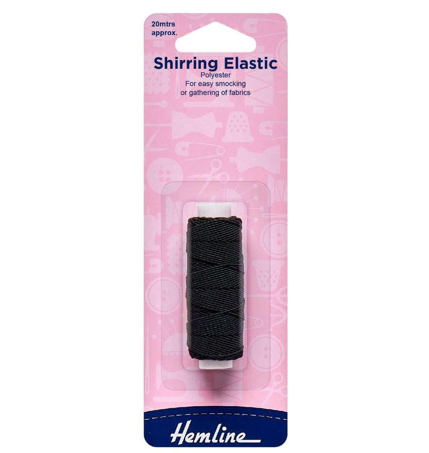 Hemline Shirring Elastic 20m Black