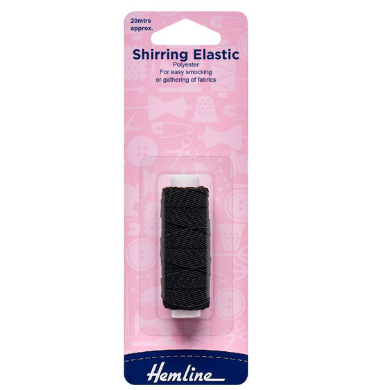 Hemline Shirring Elastic 20m Black