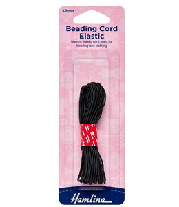 Hemline Beading Cord Elastic 4.5m Black