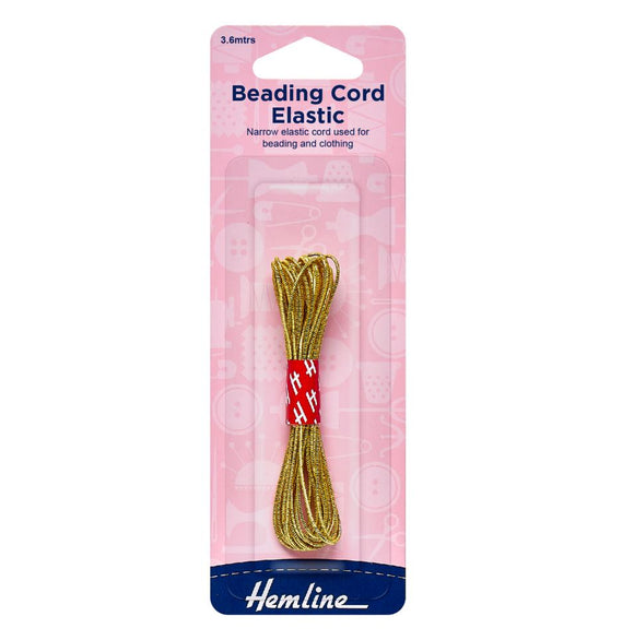 Hemline Beading Cord Elastic 3.6m x 1.3mm Gold