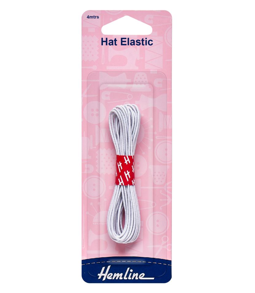 Hemline Hat Elastic White 4m